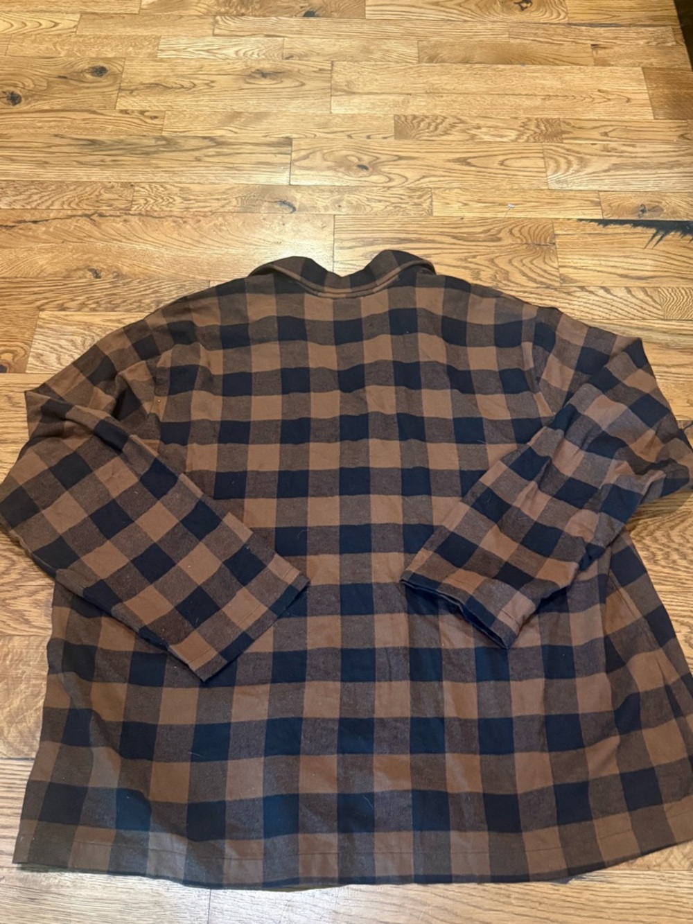 Skims. Buffalo Plaid Sleep Top. Brown/Black. Size XL. - Picture 6 of 10